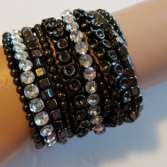 Jewelry - Multi strand metallic rhinestone beaded bracelet